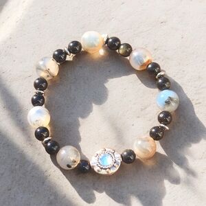 Tourmalated Quartz & Shungite Protection Bracelet | 8mm & 6mm Beaded Stretch